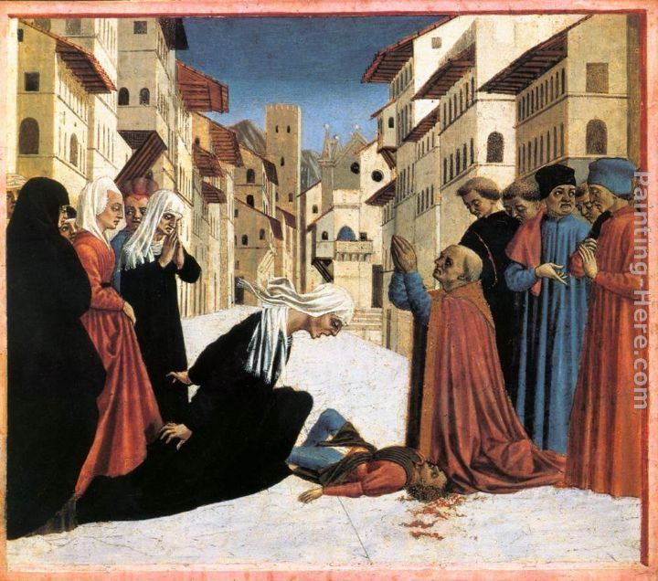 Domenico Veneziano St Zenobius Performs a Miracle (predella 4)